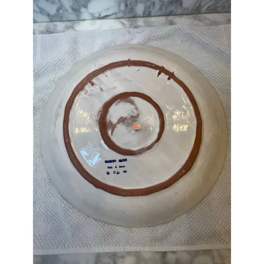 Giardini Aldini Hand Painted Pear Platter 14” Majolica Style Mexico Large Plate